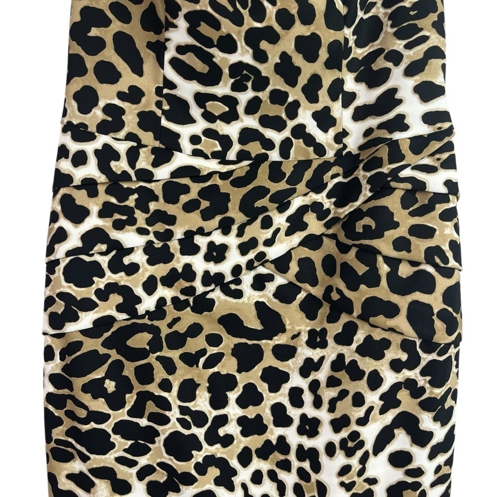 Cache Womens Bodycon Lined Dress Animal Print Stretch Tired Mock Wrap 4 New - Picture 5 of 12